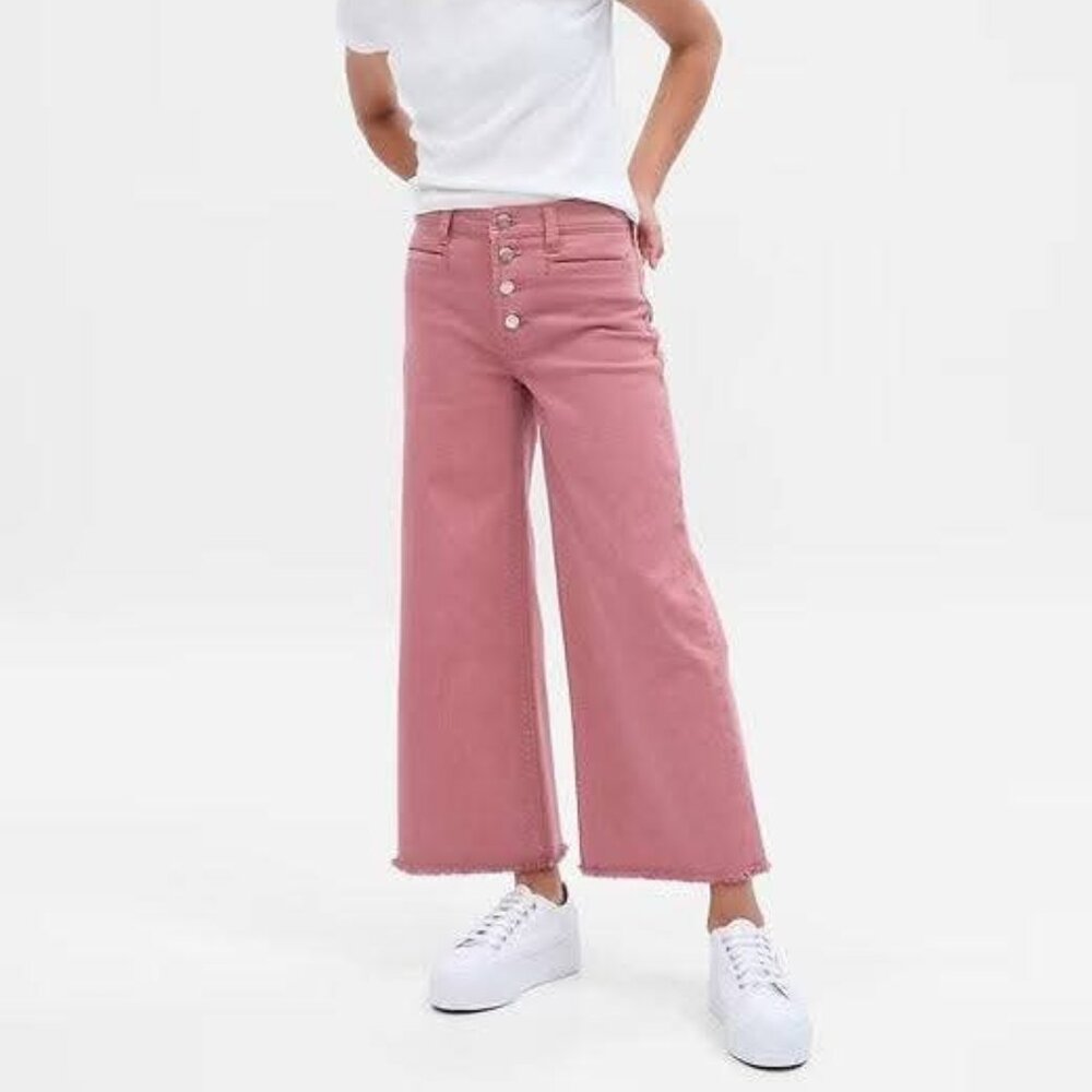 GAP Kids High Rise Stride Wide-Leg Ankle Jeans